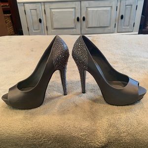 Charcoal Satin Platforms